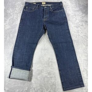 J.CREW 770 Straight Fit Selvedge Jeans Mens 31x30 (33x26.5) Dark Wash Hemmed